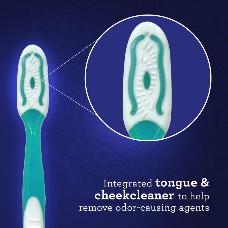 GuruNanda Multi-Action Toothbrush with Tongue Cleaner - Soft Bristles for