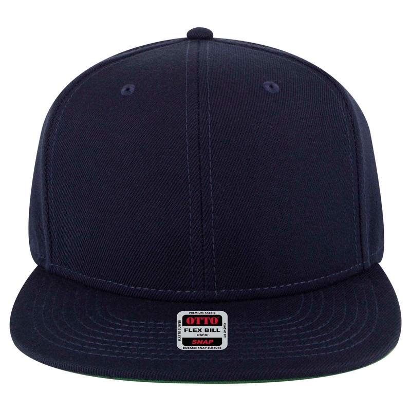 Otto Flat Visor Snapback Cap, Navy / Brim lining green