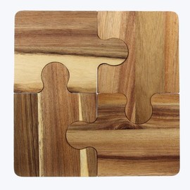 Young's Inc Acacia Wood Jigsaw Puzzle Charcuterie Board, 4 pcs/set…