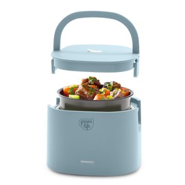 GreenLife 20oz Electric Lunch Box Food & Soup Warmer, PFAS & PFOA-Free Ceramic Nonstick Interior, Portable for Travel & Office, Spill-Proof Lid, Removable Bowl, Dishwasher Safe, Blue Haze
