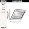 Delta Chrome Rain Shower Head, 6.5 Inch Square Shower Head