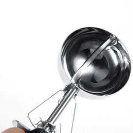 Cuchara de fruta de acero inoxidable, práctica cuchara de bola de helado de fruta de acero inoxidable con plástico Gatillo fácil Herramienta de cocina Cucharón(Blanco (8cm))