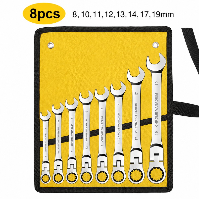 Metric Flex-Head Ratcheting Wrench Set for Auto Repair – 72-Tooth