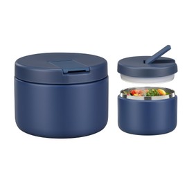 LOHASOK 12oz Kids Soup Thermo for Hot Food Insulated Vacuum Food Jar with Buckle Lid, Stainless Steel Wide Mouth Leak Proof Lunch Container for School Travel-Blue