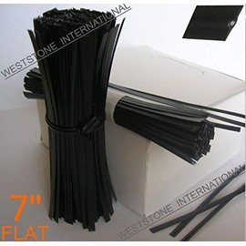 Weststone Brand - 1000pcs Plastic Twist Ties, 7"(180mm) x 5/32"(4mm), Black Flat, Re-Usable, Moisture Resistant
