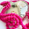 Pink Mini Felt Ball Garland Valentines Pom Pom Garland, 6