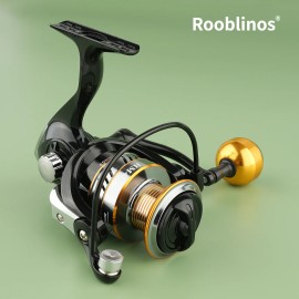 Rooblinos HM 5.2:1 Left Hand Spinning Reel Aluminium Hand Wheel Plastic Body Anti-Reverse System Interchangeable 1000-7000SeriesSpool Capacity: 2000 Series