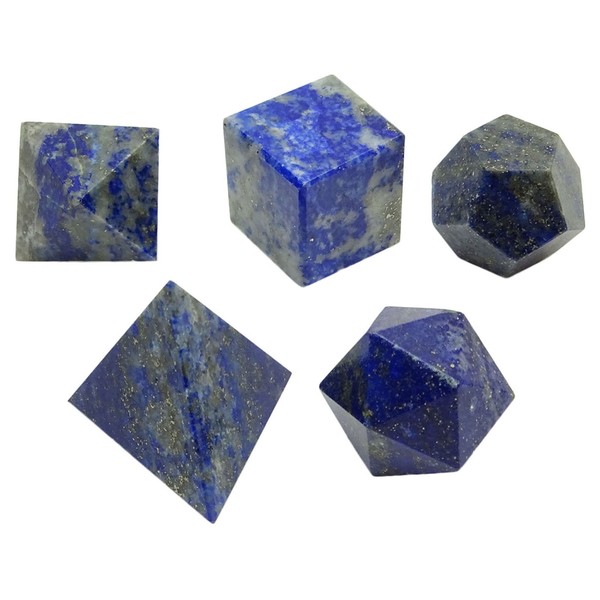 Harmonize 5 Piezas Lapiz Lazuli platónico sólido Sagrado Reiki sanación Cristal Equilibrio