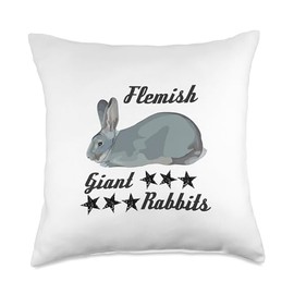 Designs by VG Flemish Giant Rabbits for pet Animal Fans Throw Pillow, 18x18, Multicolor