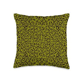 Vintage Cute Leopard Print Vivid Animal Patterns Olive-Green Leopard Prints Cheetah Pattern Women Girls Cute Throw Pillow, 16x16, Multicolor