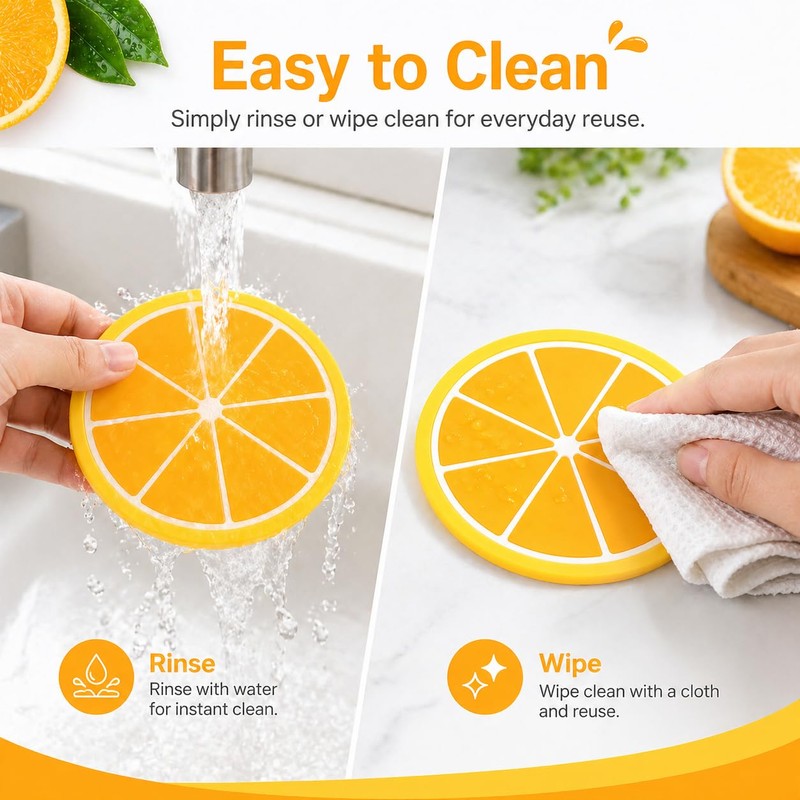 Round Silicone Coaster with an Orange-Themed Design (3.15 × 3.15