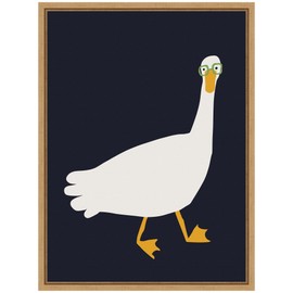 Kate and Laurel Farm Duck Framed Canvas Wall Art by Hannah Beisang 18 x 24 Sylvie Natural, Whimsical, Animals, Humor, Americana Art for Wall Decor, Living Room, Bedroom