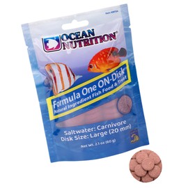 Ocean Nutrition Fish Food Formula One On-Disk - All-Natural Fish Food for Saltwater Carnivore, Tangs, Angels, Clownfish, High Protein (38%), 2.1 oz (60 g), Large Size