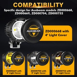 Auxbeam C4 Series 4Inch Round Offroad Light Covers Black Protective Lens Shade Circle LED Pods Lid Off Road Light Bar Cap for Trucks Car Motorcycle ATV UTV Jeep, Pair