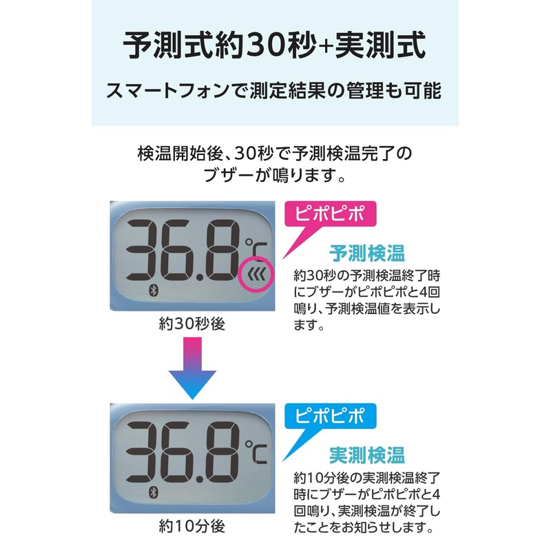 シチズン 電子体温計 CTEB723CA 予測30秒+実測式 アプリでデータ管理が可能 抗菌・防水 バックライト付き