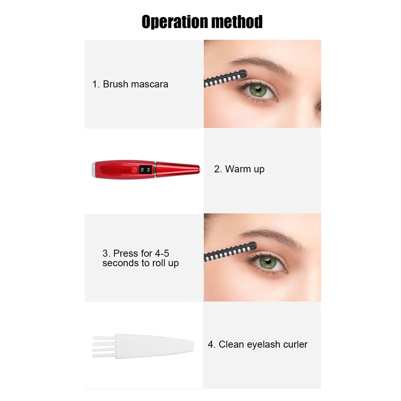 Electric Heated Eyelash Curler Long Lasting Two Temperature Electric Eyelash