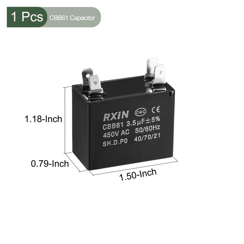 YOKIVE CBB61 Run Capacitor, 450V AC 3.5uF 50/60Hz Double Insert