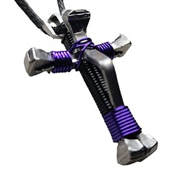 5 Nail Horseshoe Nail Cross Necklace - Black/Purple