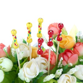 200 Cocktail Sticks Wooden Beads Toothpicks Disposable Toothpicks Fruit Sticks Bamboo Picks Food Sticks 12 cm Party Club Natural Wood Skewers