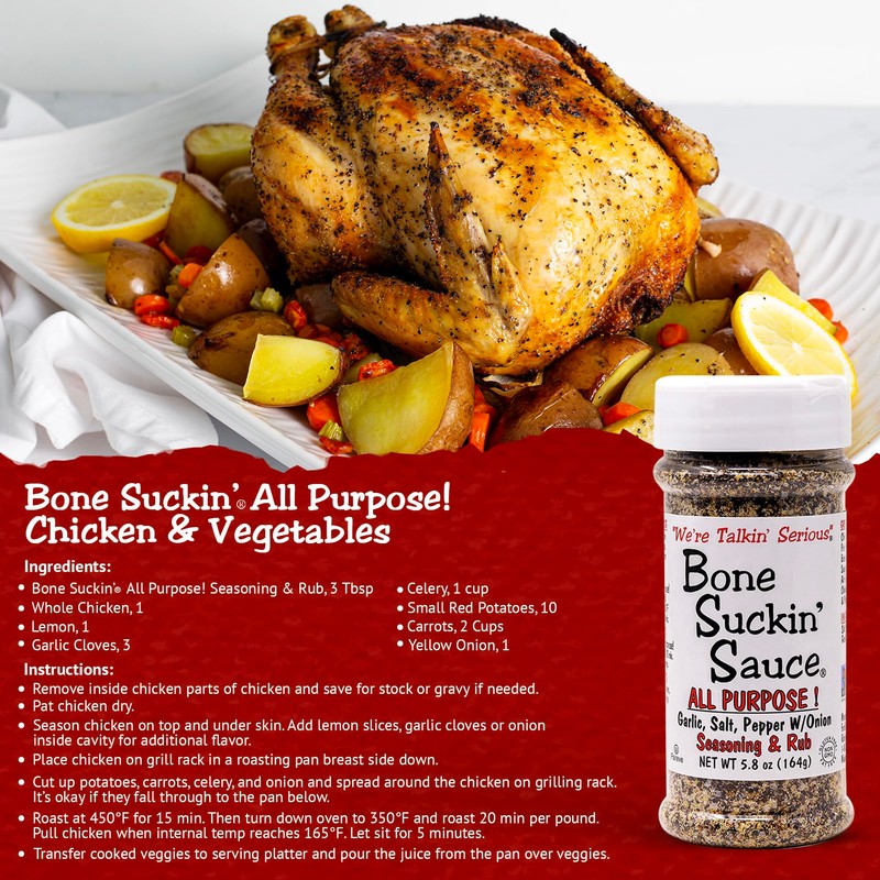 Bone Suckin' All Purpose Seasoning & Rub, Zero Calorie, Sugar