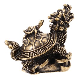 Mobestech Retro Copper Dragon Turtle Figurine Desktop Decor Unique Metal Animal Statue for Home Decoration Chic Dragon Turtle Design Craftsmanship