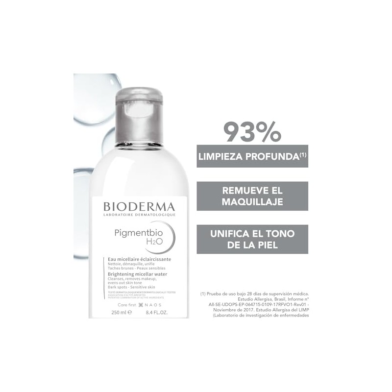BIODERMA, Agua Micelar, Pigmentbio H₂O, Desmaquillante Hidratante Iluminador, Elimina Impurezas,