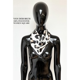 Van Der Rich ® - Elegant Scarf with Silk Satin Effect Square Scarf - Women, Leopard-white