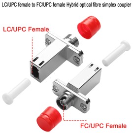 QIANRENON LC/UPC to FC/UPC Hybrid Fibre Adapter Coupler SM 9/125μm LC Female to FC Female Simplex Fibre Optic Coupling Connector, for Conversion to Extend LC-FC Patch Cord Pigtail FTTH