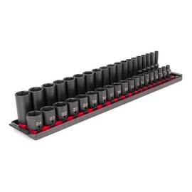 TEKTON 3/8 Inch Drive 6-Point Impact Socket Set with Rails, 38-Piece (6-24 mm) | SID91211