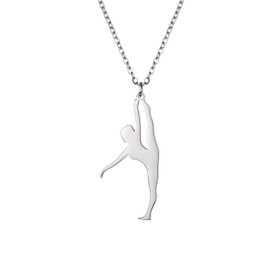 Amaxer Gymnastics Necklace for Girls Cheerleader Cheerleading Figure Skating Stainless Steel Gymnastics Jewellery Gifts Pendant Necklace for Gymnasts Women Girls, Stainless Steel