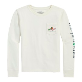 vineyard vines Girls' St. Paddy's Day Long-Sleeve Pocket Tee, Marshmallow