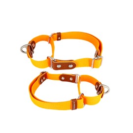 Martingale Collar Dog Choke Collar Anti Pull Poly Cotton and Leather S. Orange & Cognac