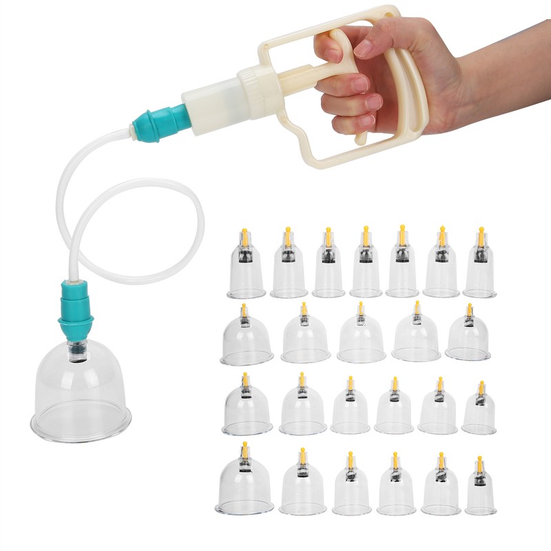 24pcs Professional Magnetic Therapy Vacuum Suction Cupping Set Body Treatment