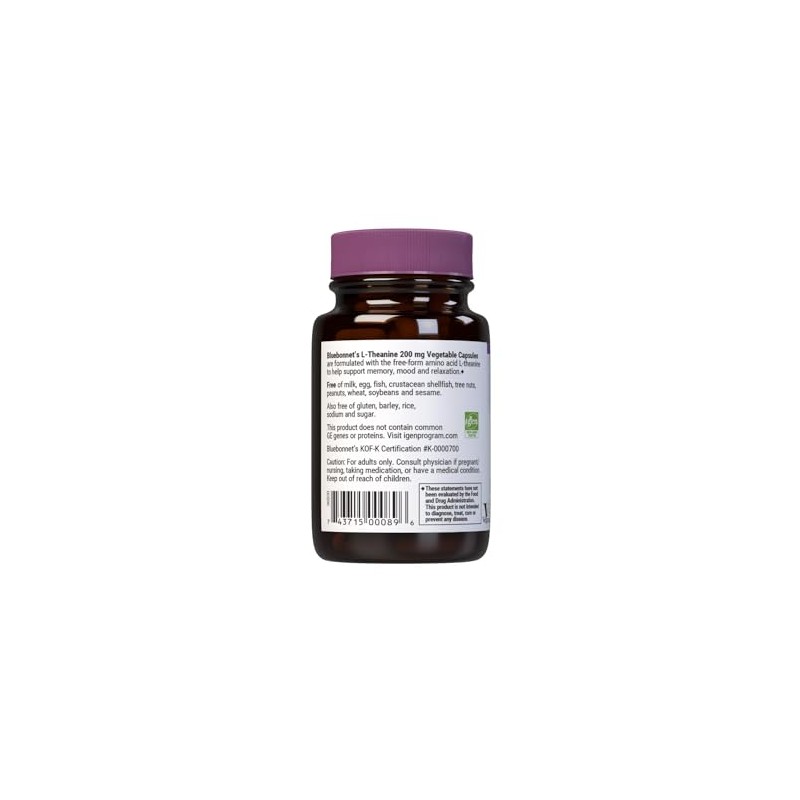 Bluebonnet Nutrition L-Theanine 200 mg, 30 Count