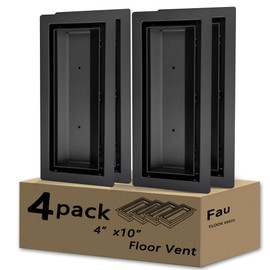 4x10 Floor Register, Heavy Duty Steel, 50% Higher Ventilation Performance Than Others, Sandtex Black Finish, Sleek Modern Design, Fits Tile Wood Inserts, Floor Vent Covers for Home Floor