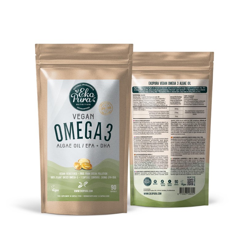 Ekopura Vegan Omega 3 Algae Oil 90 Capsules (DHA +