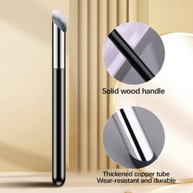 Angled Concealer Brush Under Eye, Small Nose Contour Brushes for Dark Circles Puffiness, Perfect For Blending Liquid Cream or Flawless Powder Cosmetics Concealer (Finger concealer brush tricolor hair, One size)
