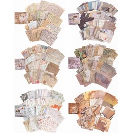 BetterJonny 200pcs Washi Paper Stickers Set, 4 Styles Vintage Aesthetic Stickers Decorative Scrapbook Stickers for Journaling Scrapbooking