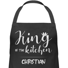 Geschenk mit Namen personalisiert by Shirtracer - Apron - Cooking Apron Men - King of the Kitchen with Name, 1 black