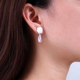 TseenYi Acrylic Flower Earrings Rainbow Crystal Teardrop Drop Earrings White Flower Stud Earrings Colorful Teardrop Rhinestone Earrings Jewelry for Women and Girls Gifts