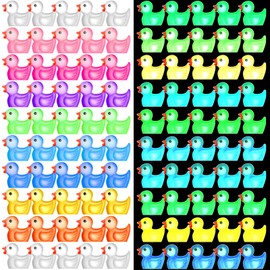50 Pcs Mini Resin Ducks Luminous Tiny Ducks Miniature Duck Glow in The Dark Ornament for Dollhouse Garden Decoration DIY Craft Micro Landscape Aquarium Party Decor (Duck)