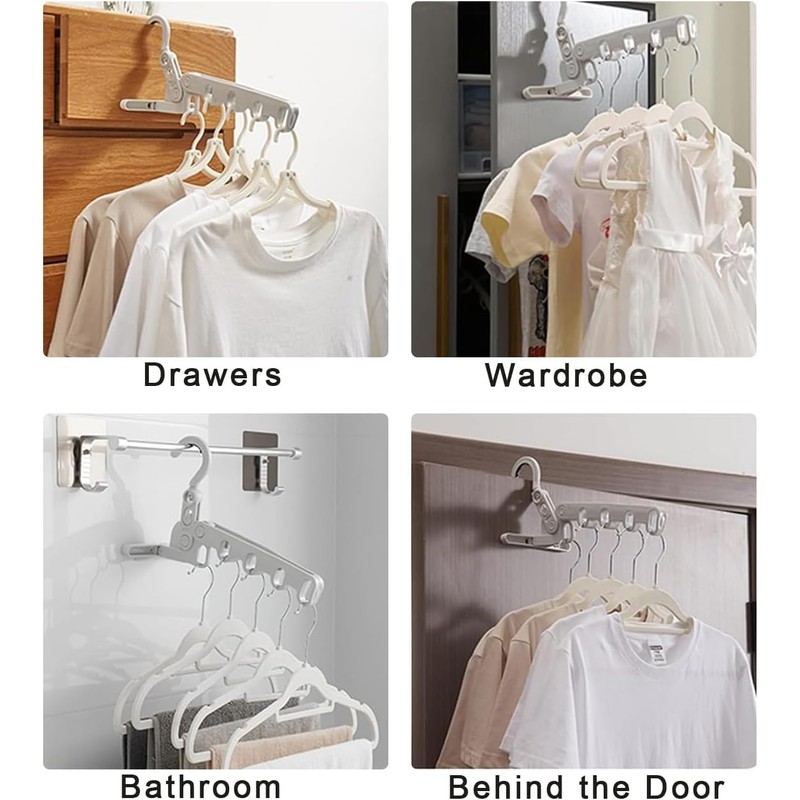 2PCS Folding Drying Racks - Multifunctional 5-Hole Hangers for Travel,