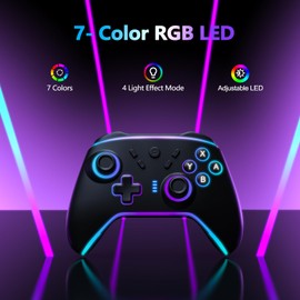 CSWXIO Switch Controller Compatible with Switch/Lite/OLED, Wireless Pro Controller with RGB LED, Programmable, Turbo, Dual Vibration