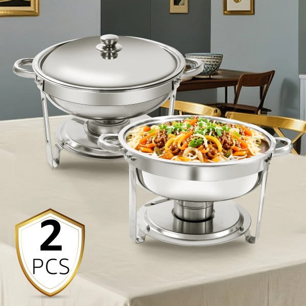 Unbranded Stainless Steel Chafers and Buffet Warmers Sets 2PC Chafing