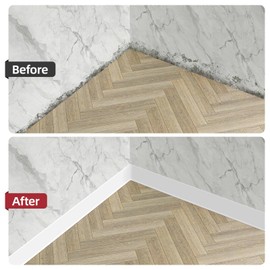 JSIWOTH 16.4Ft Vinyl Baseboard Molding Trim, Flexible Peel and Stick Wall Base with Self-Adhesive Backing, Waterproof Cove Base, Wall Protection & Floor Gap Covering, White (W:1.97'')