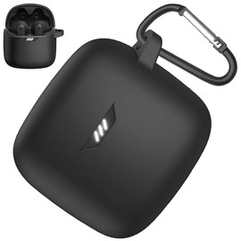 Miimall Case Compatible with JBL Tune Flex Case Cover, [Anti-Lost Keychain] [Scratch Resistance] Dust-Proof Protective Silicone Case for JBL Tune Flex with Carabiner Case Cover(Black)