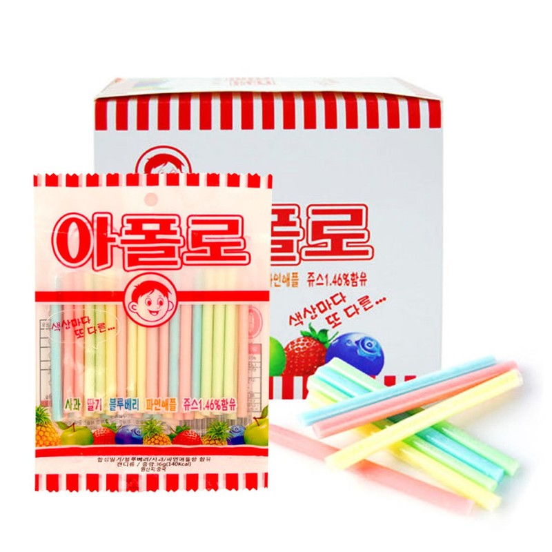 Sookwang Apollo K-Snack Korean Straw Candy – Assorted Flavors: Strawberry,