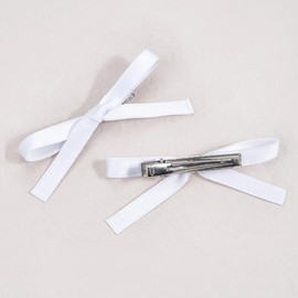 Ayesha 10pcs White Hair Bows Ribbon Clips - Mini Coquette Bow Claw Clips for Women, Girls, Toddlers - Suitable for Thick and Fine Hair