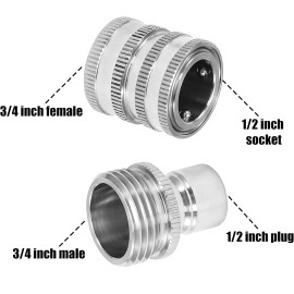 Unbranded Garden Hose Quick Connect Adapter 3/4Inch GHT Stainless Steel Water Hose Fitting