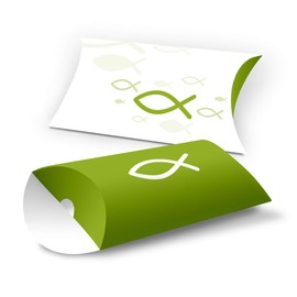 itenga Cushion Packaging Guest Gift Money Gift Fish Christening Communion Confirmation Boys Girls (10 Pieces, Green)